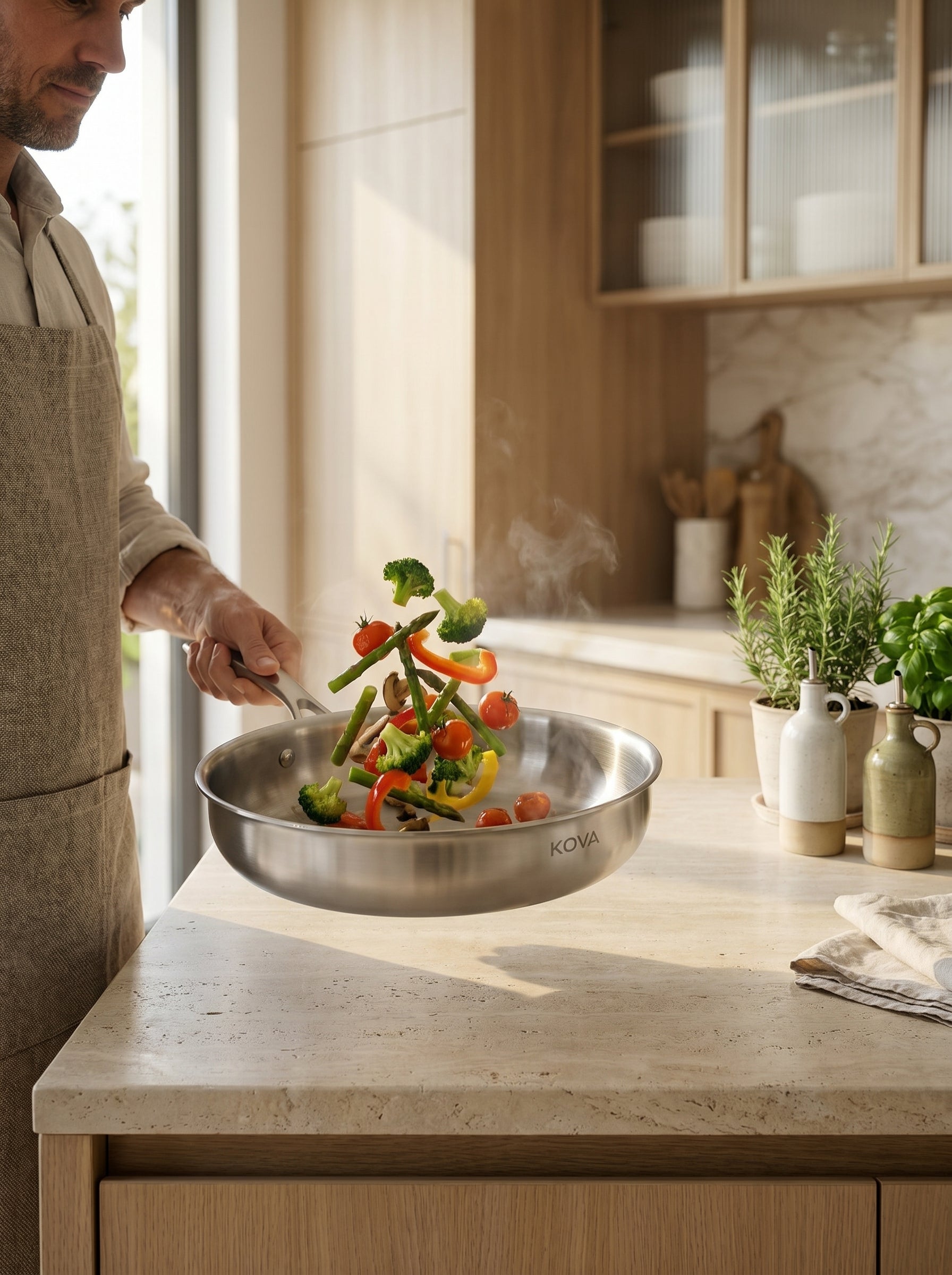 Poêle Inox 304 AERA — Non Revêtue, Pour Steak & Saisie
