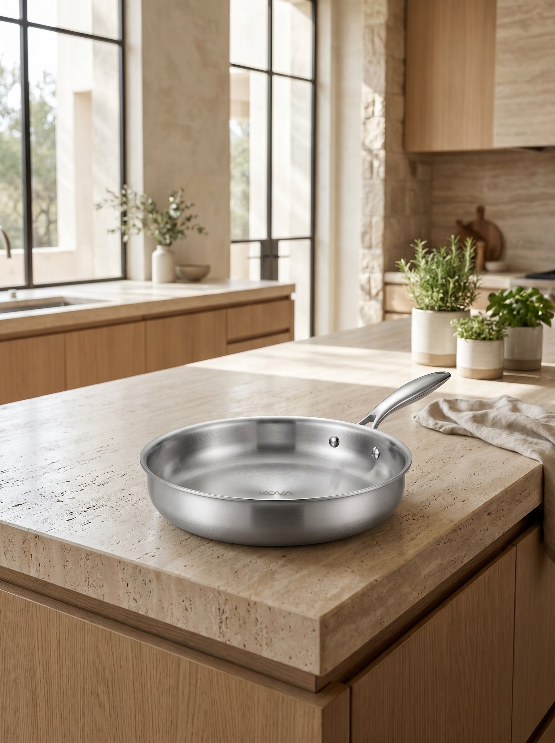 Poêle Inox 304 AERA — Non Revêtue, Pour Steak & Saisie