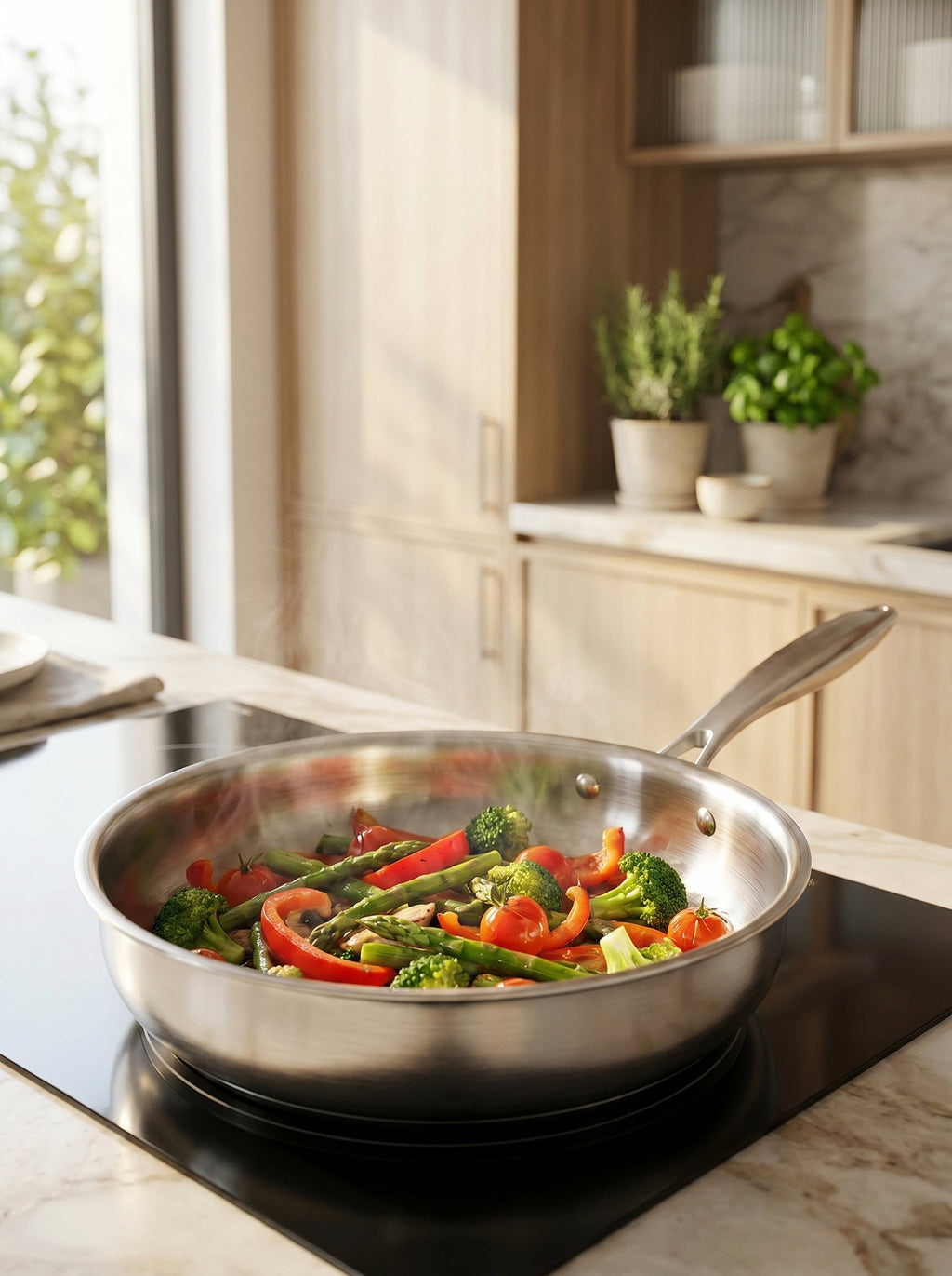 Poêle Inox 304 AERA — Non Revêtue, Pour Steak & Saisie