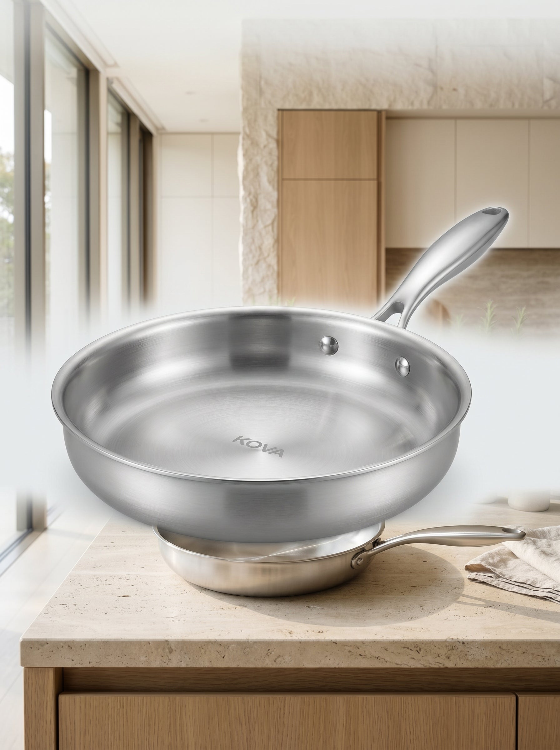Poêle Inox 304 AERA — Non Revêtue, Pour Steak & Saisie