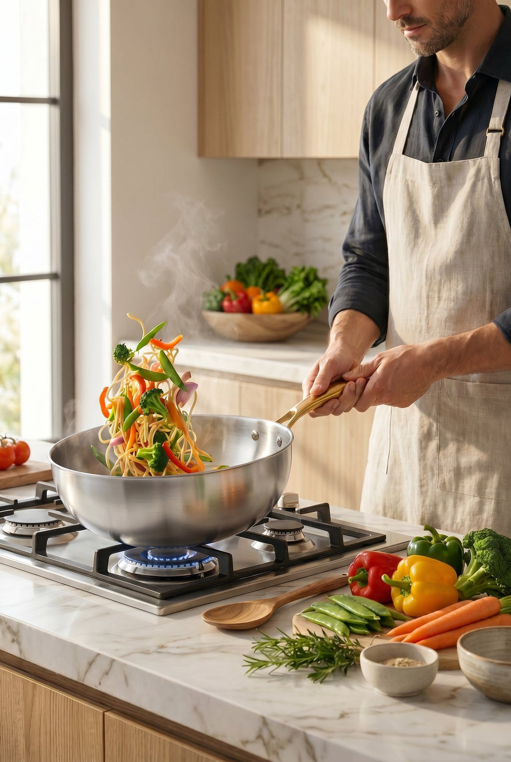 AERA 316 Stainless Steel Wok — Uncoated
