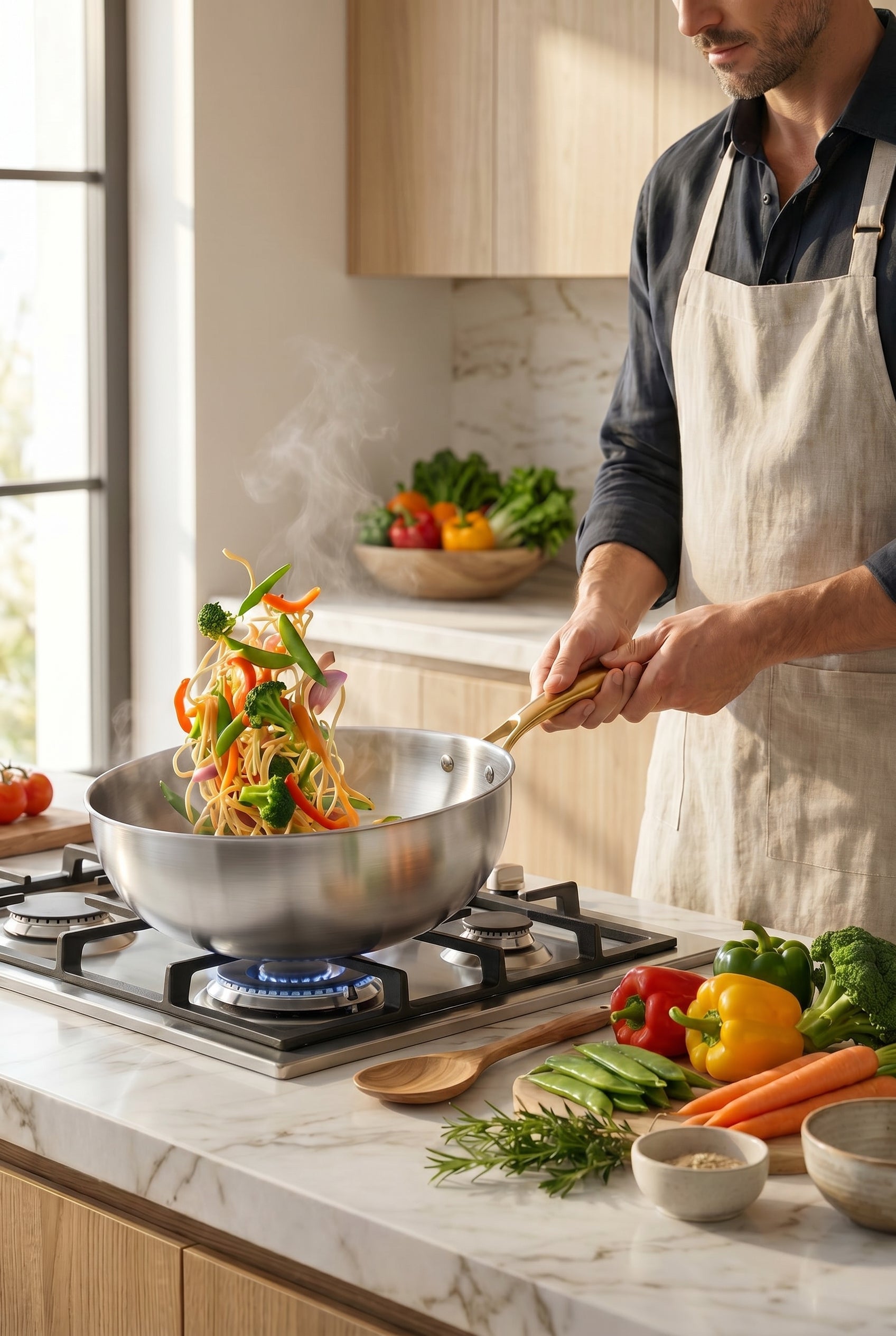 AERA 316 Stainless Steel Wok — Uncoated
