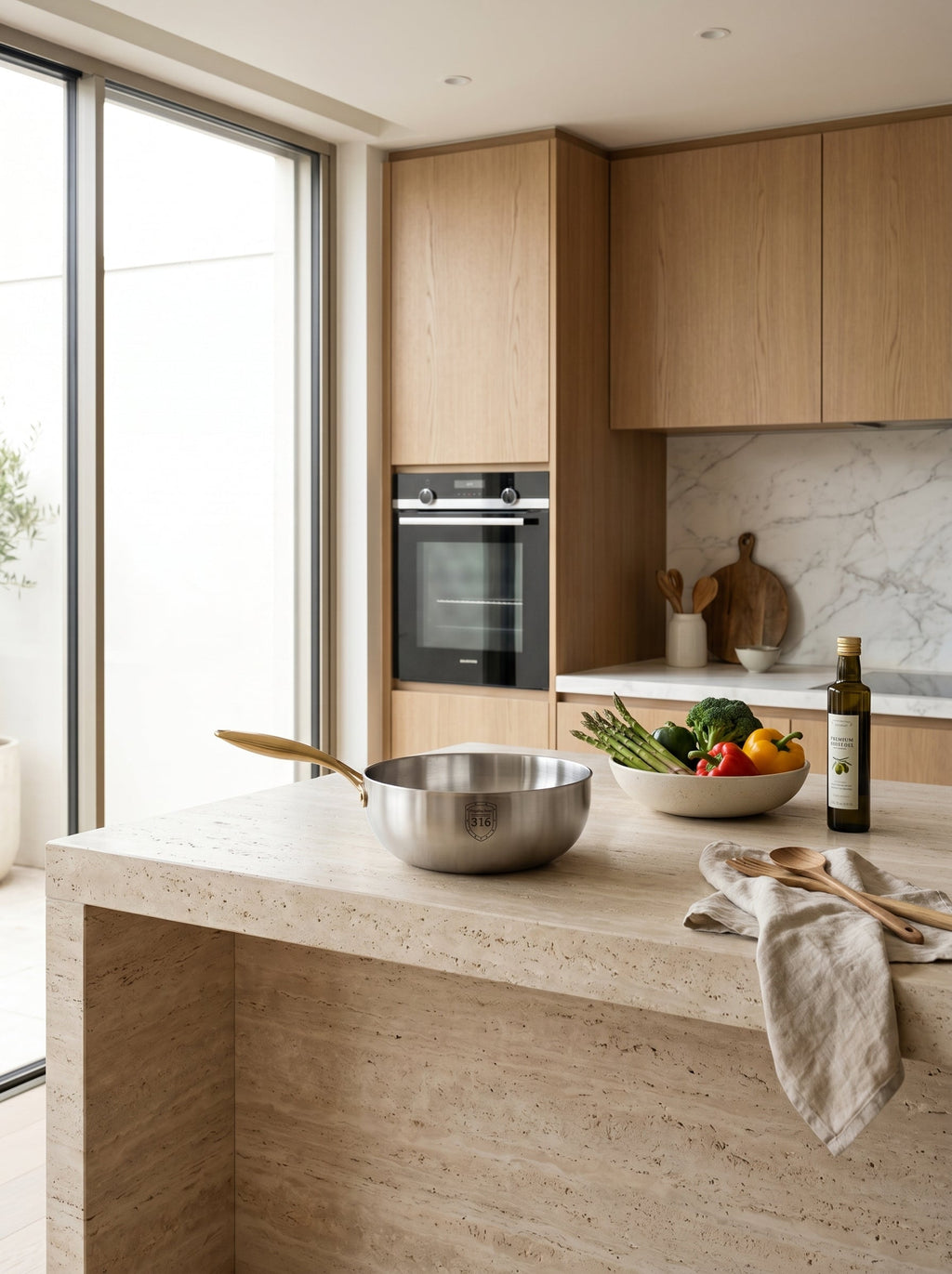 AERA 316 Stainless Steel Wok — Uncoated