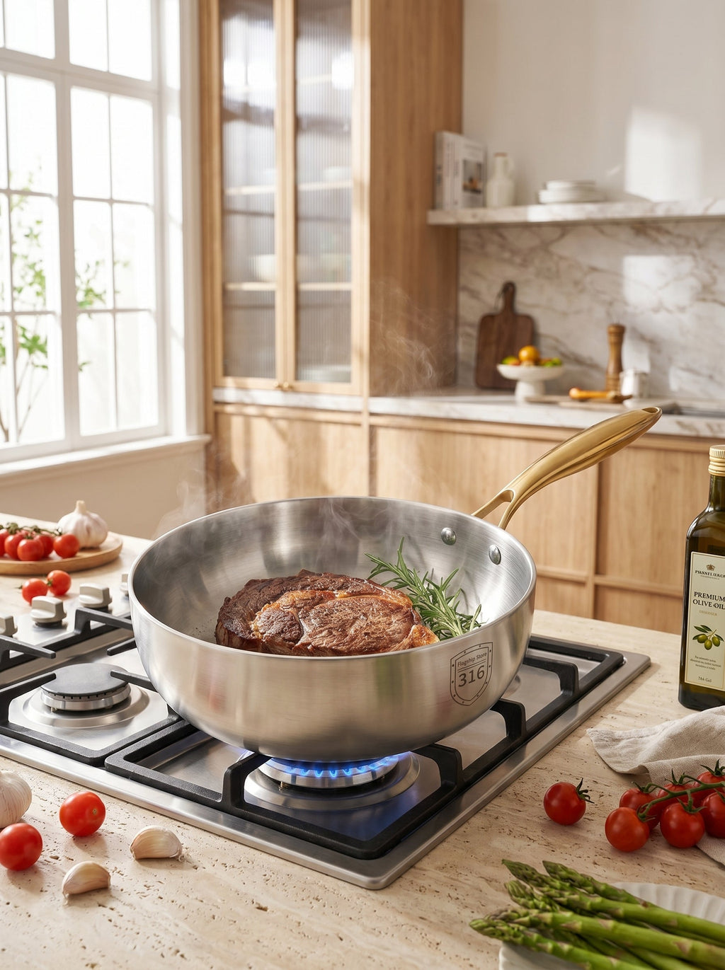 AERA 316 Stainless Steel Wok — Uncoated
