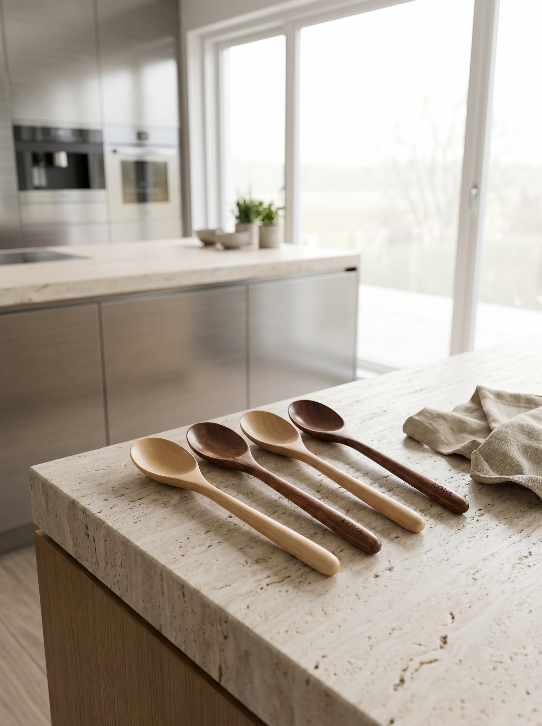 Set 4 Cuillères AERA — Bois Naturel de Cuisine