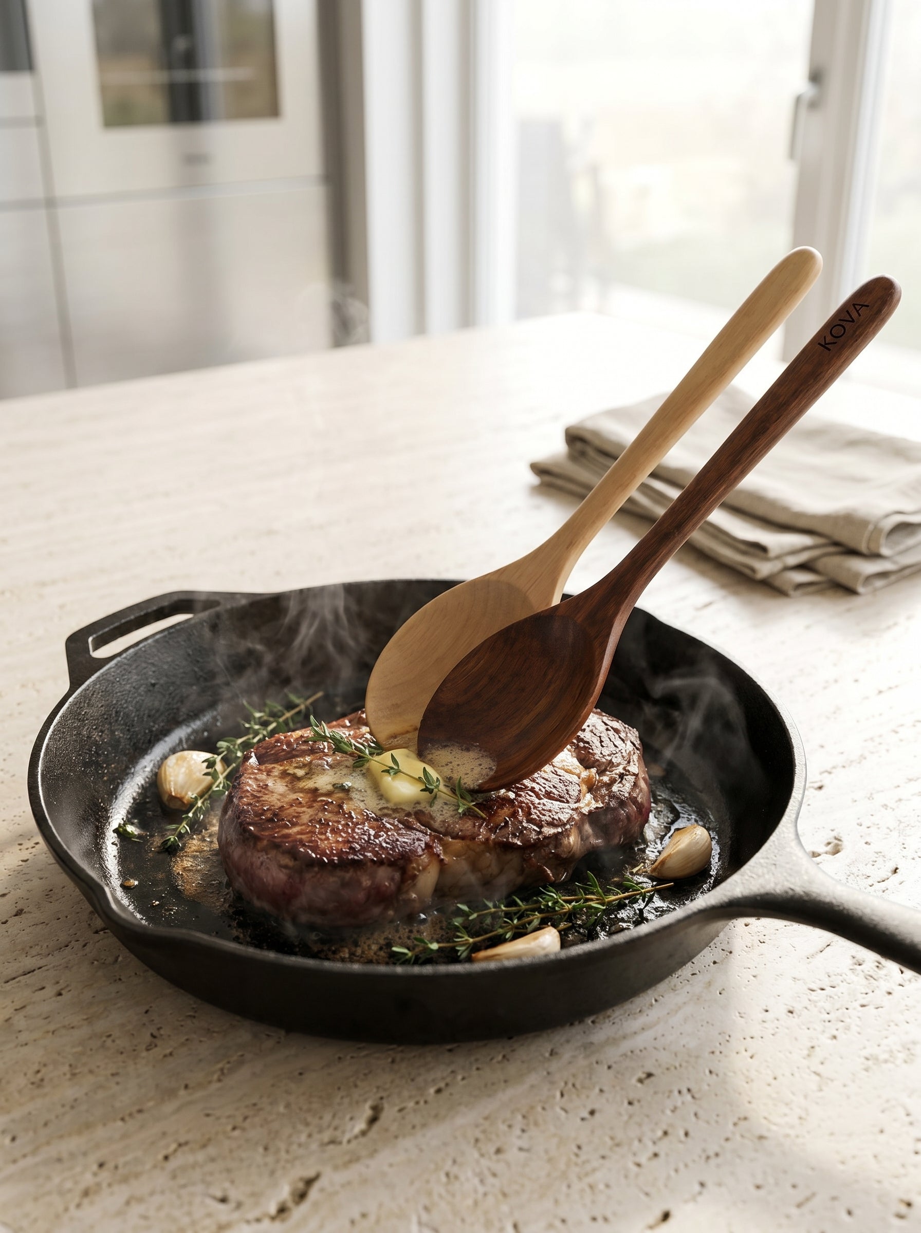 Set 4 Cuillères AERA — Bois Naturel de Cuisine